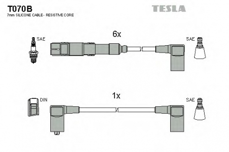 T070B TESLA  Комплект кабелiв запалювання