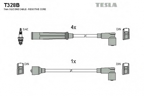 T328B TESLA  Комплект кабелiв запалювання