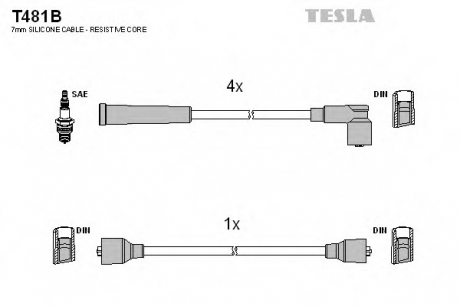 T481B TESLA  Комплект кабелiв запалювання