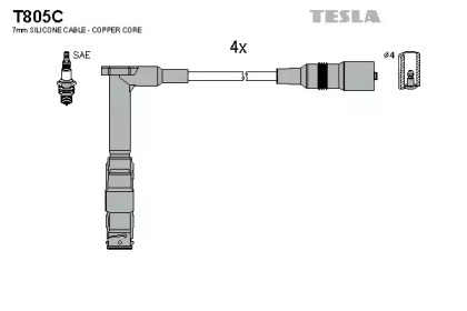 T805C TESLA  Комплект кабелiв запалювання