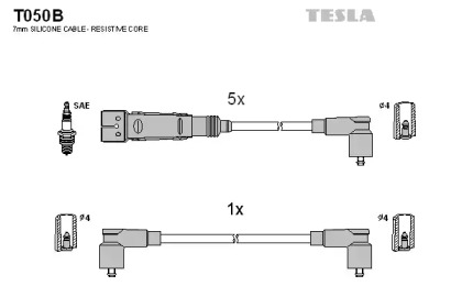 T050B TESLA  Комплект кабелів високовольтних