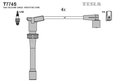 T774S TESLA  Провода свечные 2110-2112 инж (1,5 16кл) (силикон) Tesla