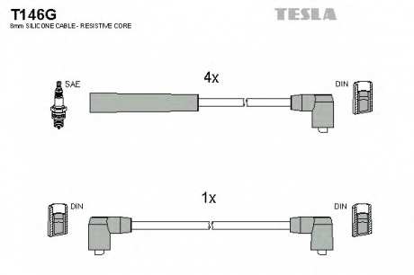 T146G TESLA  Комплект кабелiв запалювання