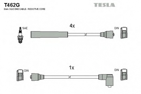 T462G TESLA  Комплект кабелiв запалювання