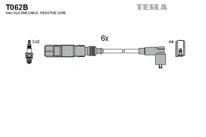 T062B TESLA  Комплект кабелiв запалювання