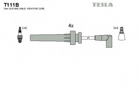 T111B TESLA  Комплект кабелiв запалювання