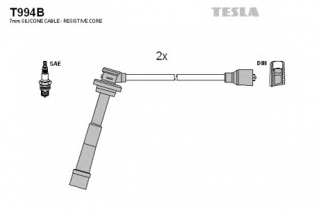 T994B TESLA  Комплект кабелiв запалювання