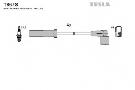 T867S TESLA  Провода свечные 21214 1.7 (силикон) Tesla
