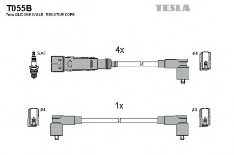 T055B TESLA  Комплект кабелiв запалювання