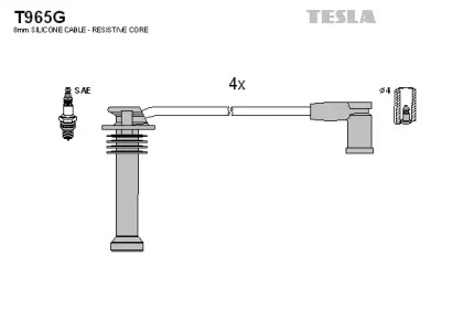 T965G TESLA  Комплект кабелів високовольтних