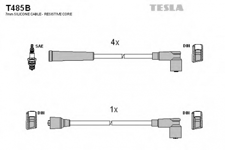 T485B TESLA  Комплект кабелiв запалювання