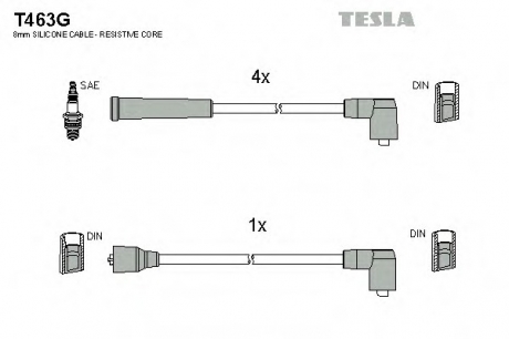 T463G TESLA  Комплект кабелiв запалювання