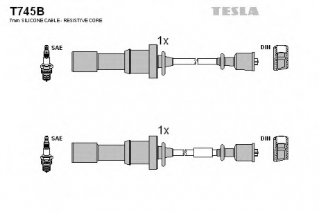 T745B TESLA  Комплект кабелiв запалювання