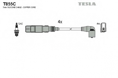 T855C TESLA  Комплект кабелiв запалювання