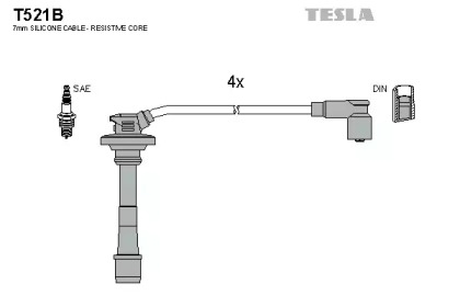 T521B TESLA  Комплект кабелiв запалювання