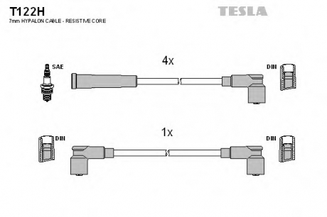 T122H TESLA  Комплект кабелiв запалювання