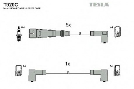 T920C TESLA  Комплект кабелiв запалювання