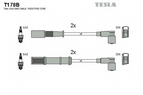 T178B TESLA  Комплект кабелiв запалювання