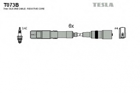 T073B TESLA  Комплект кабелiв запалювання