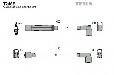 T246B TESLA  Комплект кабелiв запалювання