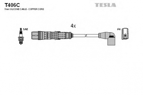 T406C TESLA  Комплект кабелiв запалювання