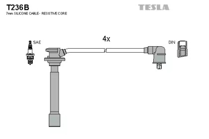 T236B TESLA  Комплект кабелів високовольтних