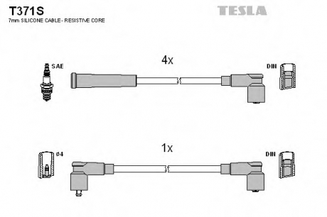 T371S TESLA  Комплект кабелiв запалювання