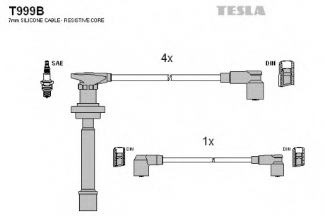 T999B TESLA  Провода высоковольтные, комплект Nissan (T999B) TESLA