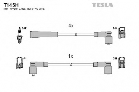 T145H TESLA  Комплект кабелiв запалювання