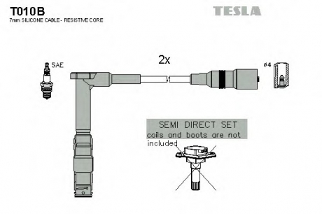 T010B TESLA  Комплект кабелів високовольтних