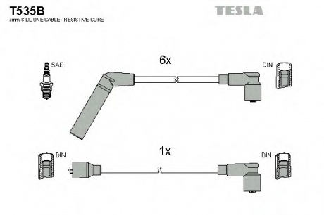 T535B TESLA  Комплект кабелiв запалювання