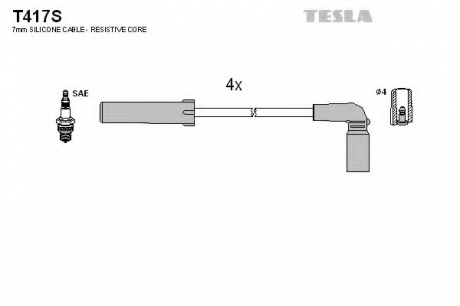 T417S TESLA  Комплект кабелiв запалювання