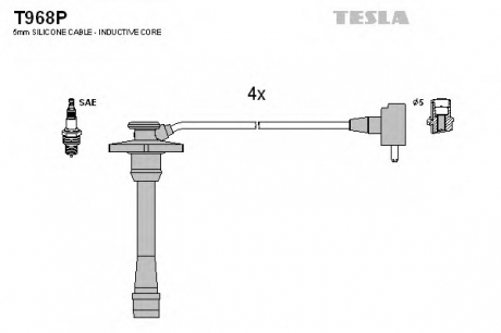 T968P TESLA  Комплект кабелiв запалювання