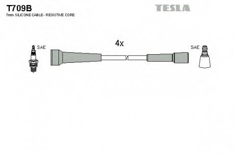 T709B TESLA  Комплект кабелiв запалювання