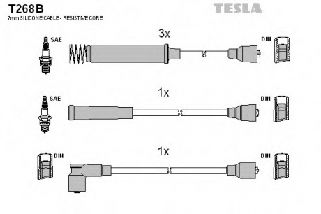 T268B TESLA  Комплект кабелiв запалювання