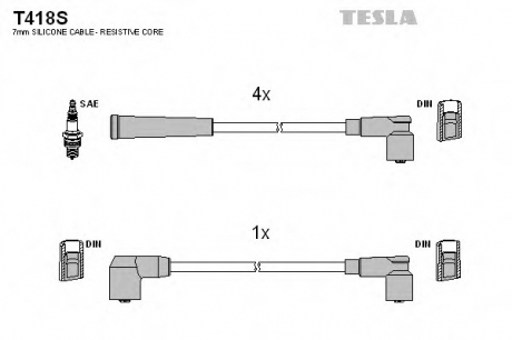 T418S TESLA  Провода свечные 21213 1,7 (силикон) Tesla