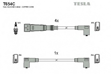 T654C TESLA  Комплект кабелiв запалювання