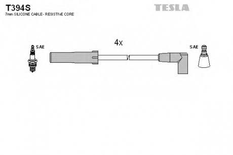 T394S TESLA  Провода свечные 21214 инж (силікон) Tesla