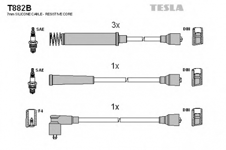 T882B TESLA  Комплект кабелiв запалювання