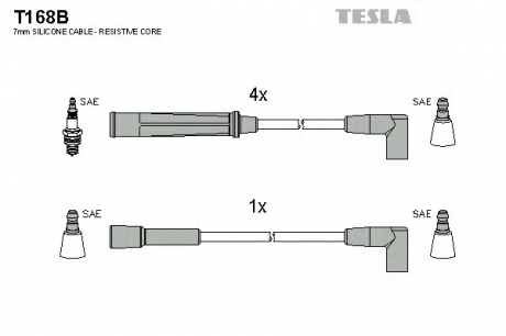 T168B TESLA  Комплект кабелiв запалювання