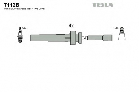 T112B TESLA  Комплект кабелiв запалювання