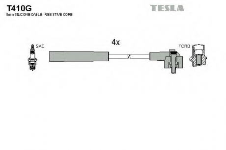 T410G TESLA  Комплект кабелiв запалювання