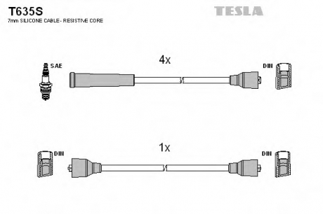 T635S TESLA  Провода свечные 412/ 2140 (силикон) Tesla