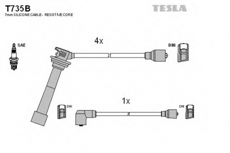 T735B TESLA  Комплект кабелiв запалювання