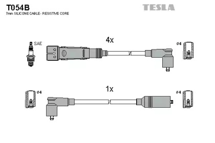 T054B TESLA  Комплект кабелiв запалювання
