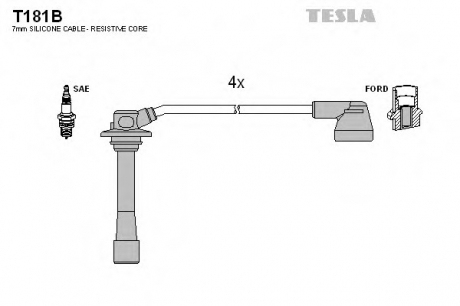 T181B TESLA  Комплект кабелiв запалювання