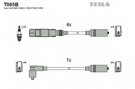 T065B TESLA  Комплект кабелiв запалювання