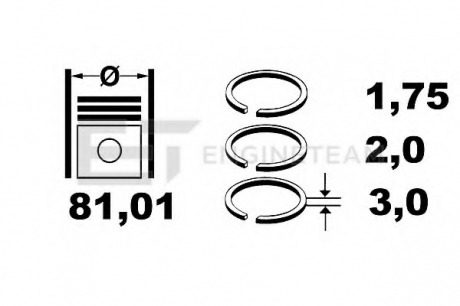 R1009100 ET ENGINETEAM Комплект кілець на поршень