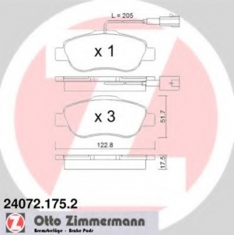 24072.175.2 Otto Zimmermann GmbH Колодки гальмівні дискові