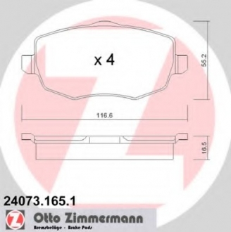 24073.165.1 Otto Zimmermann GmbH Колодки гальмівні дискові
